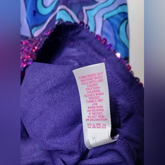 Girls' Justice hippie psychedelic top / Size 8 / Purple, stars, sequins - Picture 7 of 9